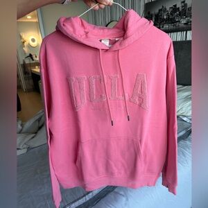 Pink drop shoulder UCLA hoodie